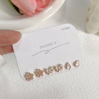 3 Pairs Sweet Flower Bow Knot Alloy Plating Artificial Pearls Women's Earrings sku image 1