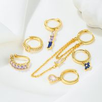 1 Set Elegant Cute Streetwear Tassel Flower Plating Inlay Brass Zircon 18k Gold Plated Silver Plated Earrings main image 3
