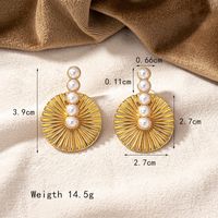 1 Pair Lady Round Plating Inlay Alloy Artificial Pearls 14k Gold Plated Ear Studs main image 10