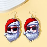 1 Pair Christmas Streetwear Animal Santa Claus Snowflake Wood Drop Earrings sku image 7