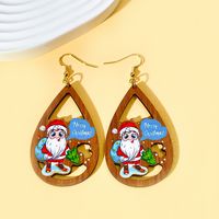 1 Pair Christmas Streetwear Animal Santa Claus Snowflake Wood Drop Earrings sku image 6