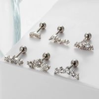1 Piece Ear Cartilage Rings & Studs Sweet Heart Shape Crown 316 Stainless Steel  Copper Plating Inlay Zircon main image 5