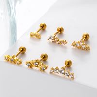 1 Piece Ear Cartilage Rings & Studs Sweet Heart Shape Crown 316 Stainless Steel  Copper Plating Inlay Zircon main image 6