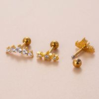 1 Piece Ear Cartilage Rings & Studs Sweet Heart Shape Crown 316 Stainless Steel  Copper Plating Inlay Zircon main image 7