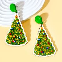 1 Pair Christmas Streetwear Animal Santa Claus Snowflake Wood Drop Earrings sku image 10