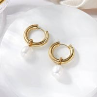 1 Pair Lady Round Plating 304 Stainless Steel 14K Gold Plated Drop Earrings main image 2