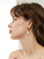 1 Pair Lady Round Plating 304 Stainless Steel 14K Gold Plated Drop Earrings main image 4