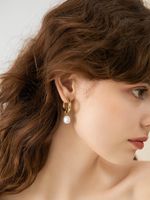 1 Pair Lady Round Plating 304 Stainless Steel 14K Gold Plated Drop Earrings main image 5