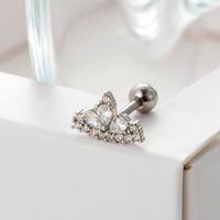 1 Piece Ear Cartilage Rings & Studs Sweet Heart Shape Crown 316 Stainless Steel  Copper Plating Inlay Zircon sku image 9