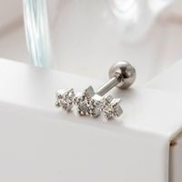 1 Piece Ear Cartilage Rings & Studs Sweet Heart Shape Crown 316 Stainless Steel  Copper Plating Inlay Zircon sku image 2