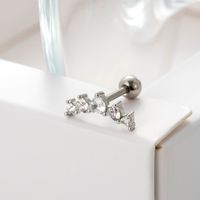1 Piece Ear Cartilage Rings & Studs Sweet Heart Shape Crown 316 Stainless Steel  Copper Plating Inlay Zircon sku image 10