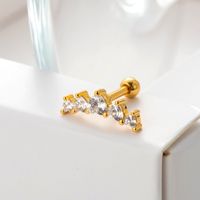 1 Piece Ear Cartilage Rings & Studs Sweet Heart Shape Crown 316 Stainless Steel  Copper Plating Inlay Zircon sku image 11