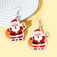 1 Pair Christmas Streetwear Animal Santa Claus Snowflake Wood Drop Earrings sku image 1