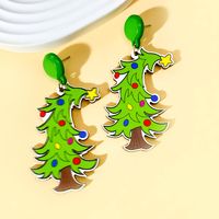 1 Pair Christmas Streetwear Animal Santa Claus Snowflake Wood Drop Earrings sku image 9