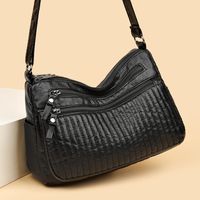 Women's Pu Leather Solid Color Classic Style Sewing Thread Square Zipper Shoulder Bag main image 1