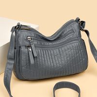 Women's Pu Leather Solid Color Classic Style Sewing Thread Square Zipper Shoulder Bag main image 2