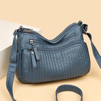 Women's Pu Leather Solid Color Classic Style Sewing Thread Square Zipper Shoulder Bag sku image 3