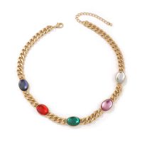 Vintage Style Simple Style Oval Alloy Inlay Resin Women's Necklace sku image 1