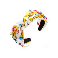 Casual Color Block Leaves Flower Cloth Printing And Dyeing Inlay Resin Beads Hair Band main image 6