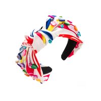 Casual Color Block Leaves Flower Cloth Printing And Dyeing Inlay Resin Beads Hair Band main image 5