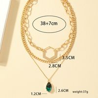 Vintage Style Color Block Water Droplets Alloy Plating 14k Gold Plated Women's Three Layer Necklace sku image 1
