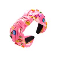 Casual Color Block Leaves Flower Cloth Printing And Dyeing Inlay Resin Beads Hair Band sku image 5