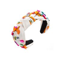 Casual Color Block Leaves Flower Cloth Printing And Dyeing Inlay Resin Beads Hair Band sku image 6