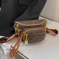 Women's Pu Leather Checkered Classic Style Sewing Thread Square Zipper Shoulder Bag sku image 3