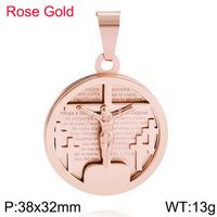 Casual Hip-Hop Cross Round Titanium Steel Plating 18K Gold Plated Charms sku image 5
