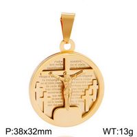 Casual Hip-Hop Cross Round Titanium Steel Plating 18K Gold Plated Charms sku image 6