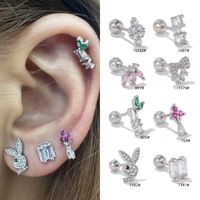 1 Piece Ig Style Simple Style Geometric Animal Plating Inlay Brass Zircon 18k Gold Plated White Gold Plated Ear Studs main image 1