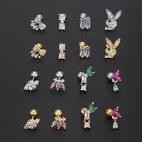 1 Piece Ig Style Simple Style Geometric Animal Plating Inlay Brass Zircon 18k Gold Plated White Gold Plated Ear Studs main image 3