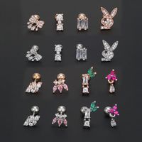 1 Piece Ig Style Simple Style Geometric Animal Plating Inlay Brass Zircon 18k Gold Plated White Gold Plated Ear Studs main image 4