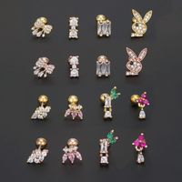 1 Piece Ig Style Simple Style Geometric Animal Plating Inlay Brass Zircon 18k Gold Plated White Gold Plated Ear Studs main image 2