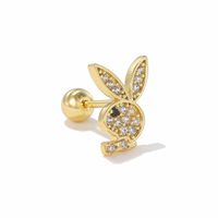 1 Piece Ig Style Simple Style Geometric Animal Plating Inlay Brass Zircon 18k Gold Plated White Gold Plated Ear Studs main image 5