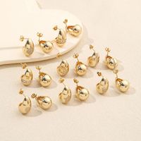 1 Paire Élégant Luxueux Forme De Cœur Fleur Flocon De Neige Polissage Placage Incruster Le Cuivre Zircon Plaqué Or 18k Boucles D'oreilles main image 5