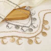 Classical Vintage Style Simple Style Moon Alloy Women's Layered Necklaces main image 4