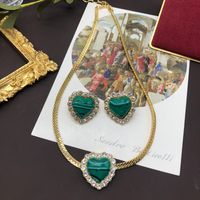Modern Style Heart Shape Alloy Inlay Rhinestones Women's Earrings Necklace main image 5