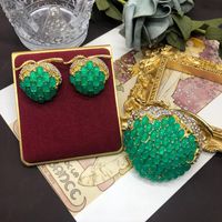 Retro Apple Alloy Plating Inlay Artificial Gemstones Zircon Women's Earrings Brooches main image 6