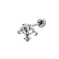 1 Piece Ear Cartilage Rings & Studs Sweet Heart Shape Flower 316 Stainless Steel  Copper Plating Inlay Zircon sku image 2