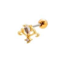 1 Piece Ear Cartilage Rings & Studs Sweet Heart Shape Flower 316 Stainless Steel  Copper Plating Inlay Zircon sku image 6