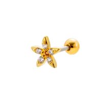 1 Piece Ear Cartilage Rings & Studs Sweet Heart Shape Flower 316 Stainless Steel  Copper Plating Inlay Zircon sku image 17