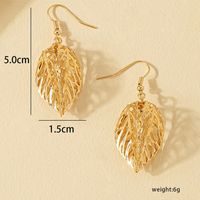 1 Pair Simple Style Leaves Solid Color Plating Ferroalloy 14k Gold Plated Drop Earrings main image 3