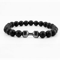 Matte Black Frosted Stone Bracelet Beads 8mm Stretch Natural Stone Dumbbell Bracelet Bracelet Bracelet Wholesale sku image 4