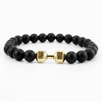 Matte Black Frosted Stone Bracelet Beads 8mm Stretch Natural Stone Dumbbell Bracelet Bracelet Bracelet Wholesale sku image 2