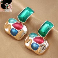1 Pair Simple Style Color Block Enamel Alloy Drop Earrings sku image 1