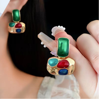 1 Pair Simple Style Color Block Enamel Alloy Drop Earrings main image 3