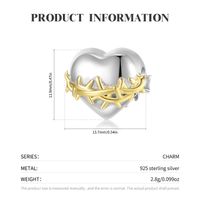 Exaggerated Heart Shape Sterling Silver Plating Gold Plated Charms Jewelry Accessories main image 4