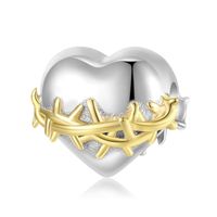 Exaggerated Heart Shape Sterling Silver Plating Gold Plated Charms Jewelry Accessories main image 3