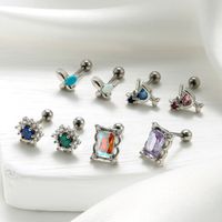 1 Piece Ear Cartilage Rings & Studs Sweet Flower Butterfly 316 Stainless Steel  Copper Plating Inlay Gem Zircon main image 6